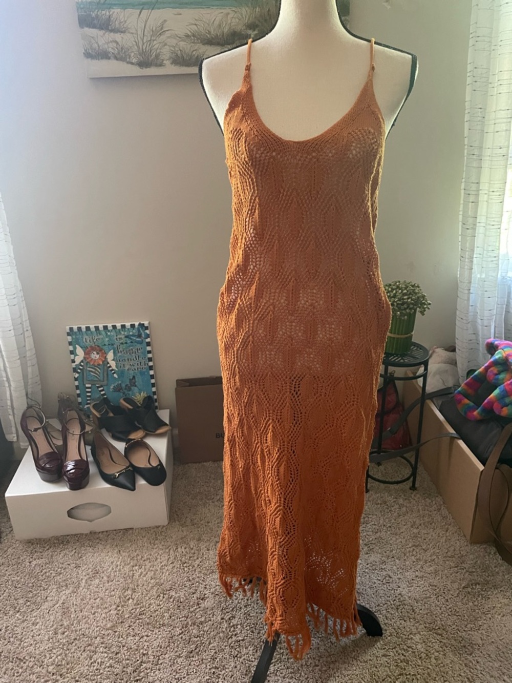 Crescent Knitted Pool Cover Up/ Dress in SZ L NWT